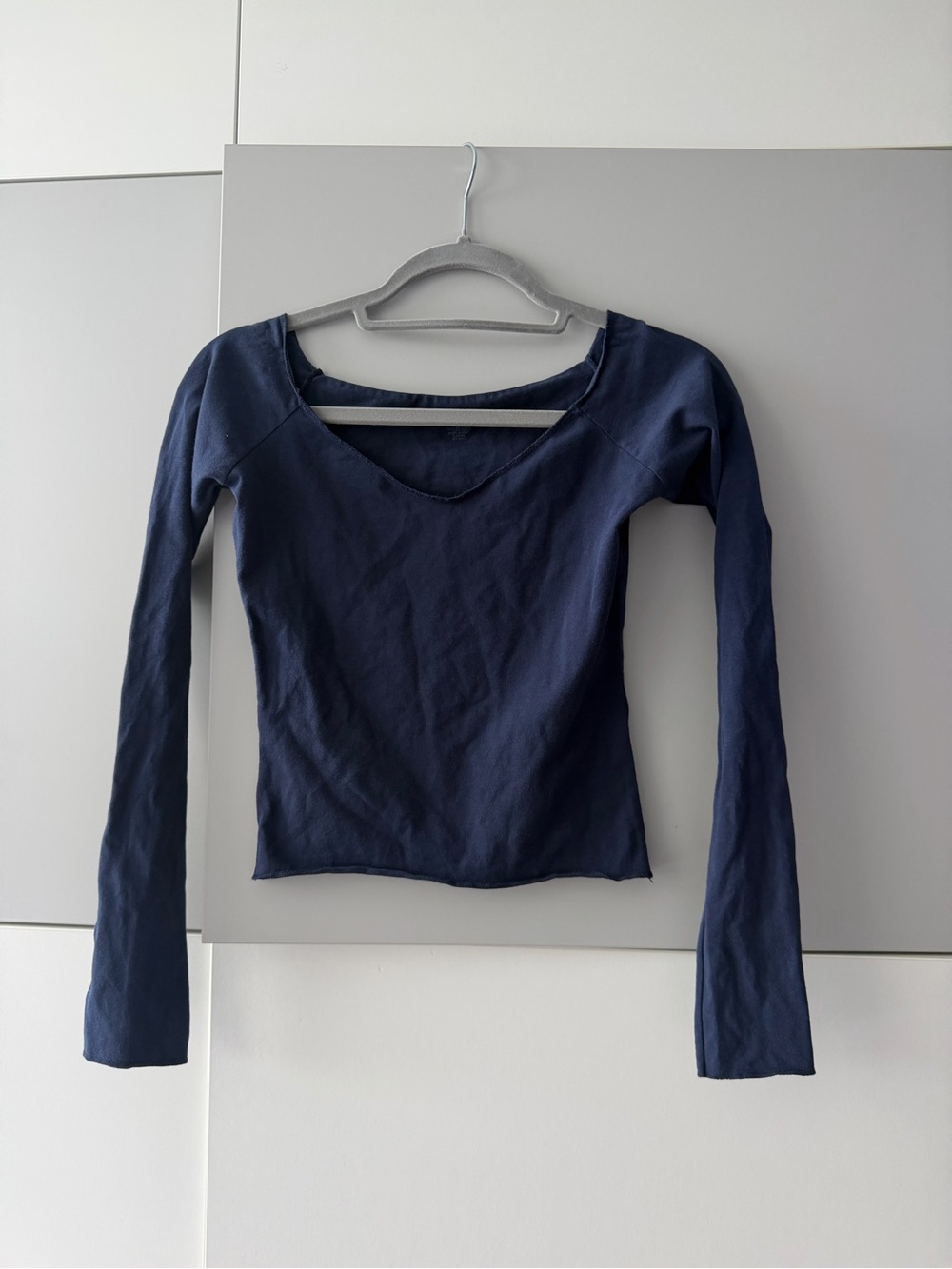 Brandy Melville Navy Long Sleeve Off The Shoulder Top